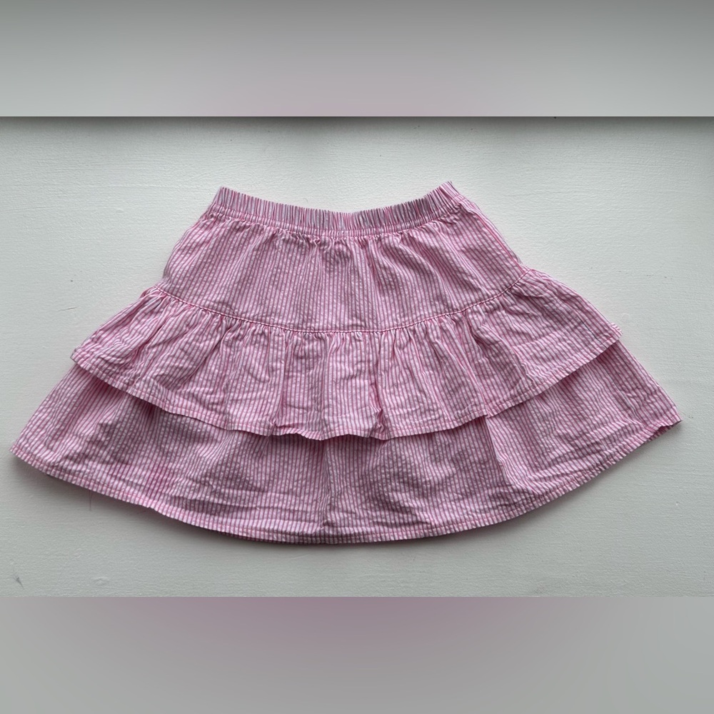 Luigi Kids Pink Seersucker Tiered Skort size 6